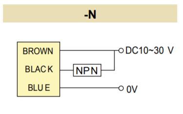 Czujnik dyfuzyjny z tłumieniem tła RiKO PKG3-DU20-N schemat połączenia